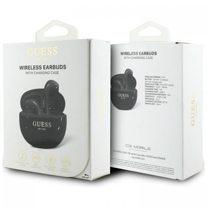 Guess - Guess TWS In-Ear Hrlurar Glossy Effect Egg Shape Printed Logo - Svart