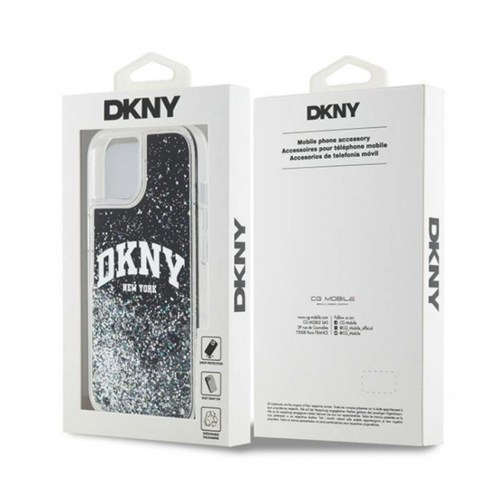 DKNY - DKNY iPhone 14 Mobilskal Liquid Glitter Big Logo - Svart