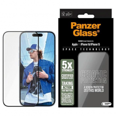 PanzerGlass - PanzerGlass iPhone 16 Plastfilm Skärmskydd Ceramic Ultra-Wide Fit