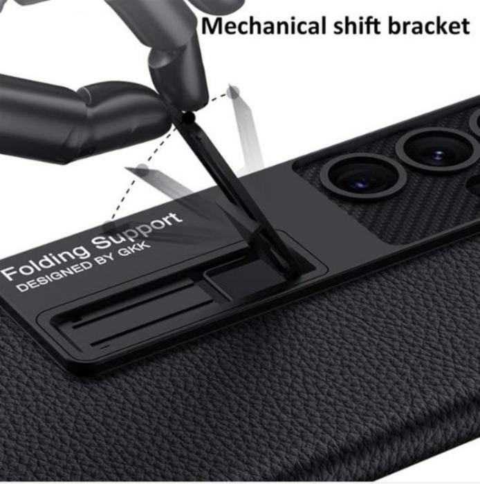 GKK - GKK Galaxy S23 Ultra Mobilskal Kickstand PU-Lder - Carbon