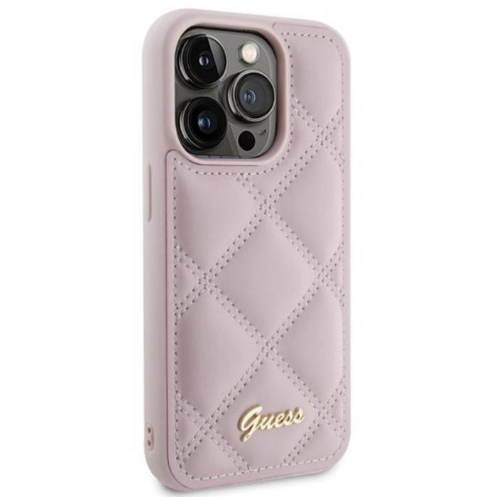 Guess - Guess iPhone 15 Pro Mobilskal Quilted Metal Logo - Rosa