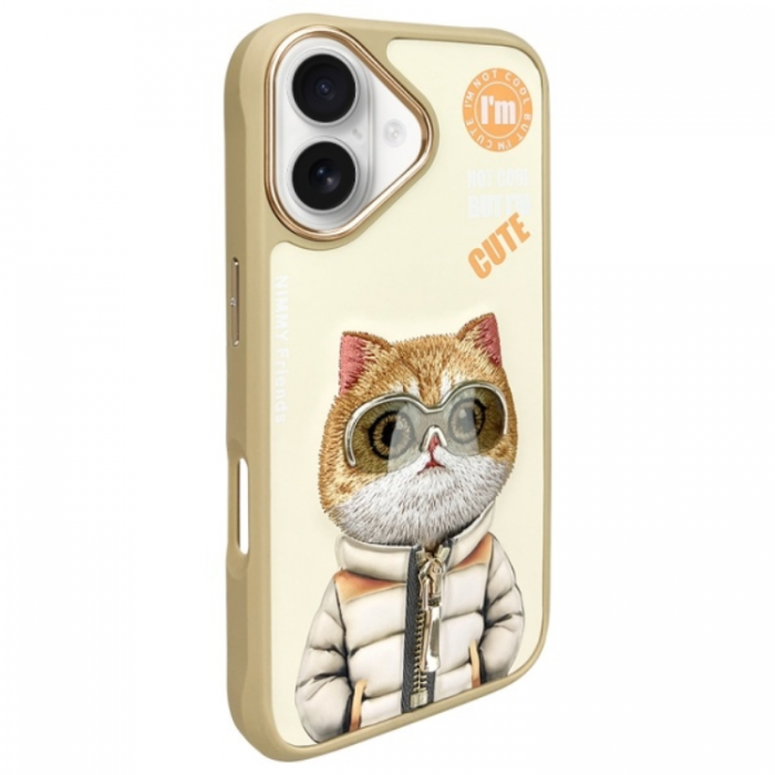 NIMMY - Nimmy iPhone 16 Mobilskal Cool & Cute 2.0 Cat - Khaki