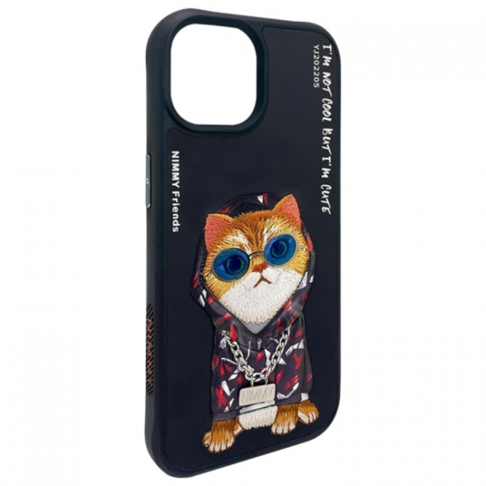 NIMMY - Nimmy iPhone 15 Mobilskal Glasses Cool Cat - Svart