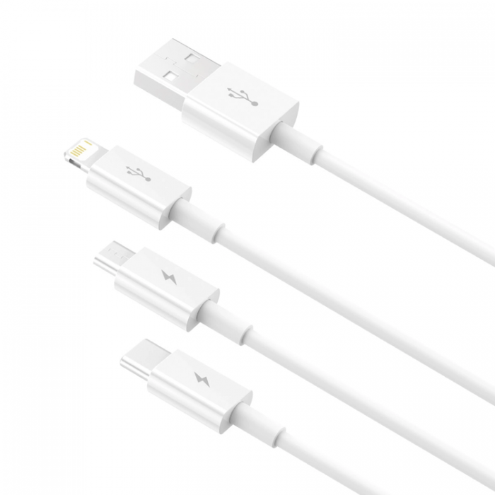 BASEUS - Baseus 3in1 USB-A till USB-C, Lightning, microUSB kabel 1m 3.5A