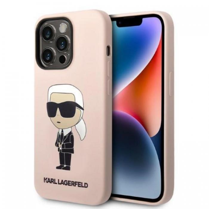 KARL LAGERFELD - Karl Lagerfeld iPhone 14 Pro Skal Magsafe Silicone Ikonik - Rosa