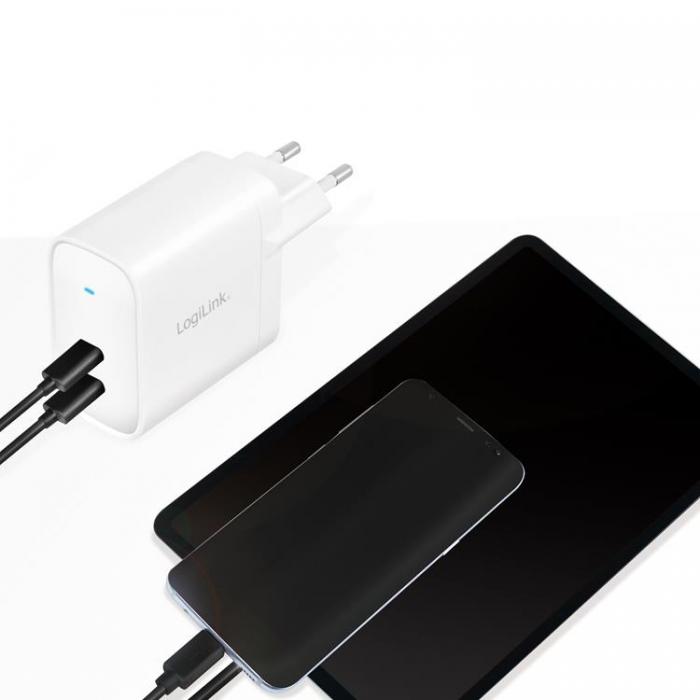 LogiLink - LOGILINK PD USB-Vggladdare 2 x USB-C 40W GaN