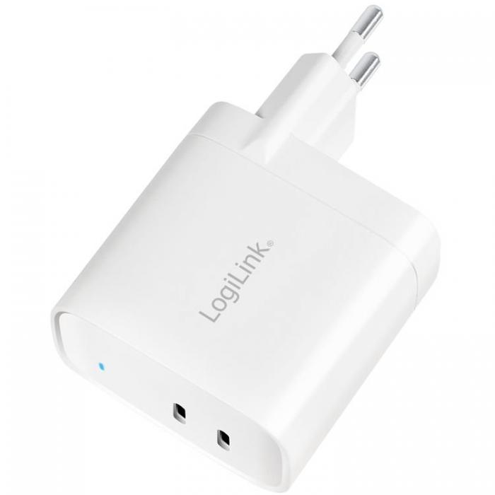 LogiLink - LOGILINK PD USB-Vggladdare 2 x USB-C 65W GaN