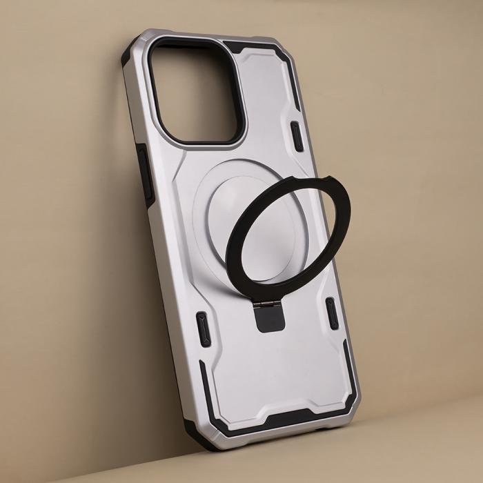 OEM - iPhone 15 Defender Mag Ring Skal - Silver