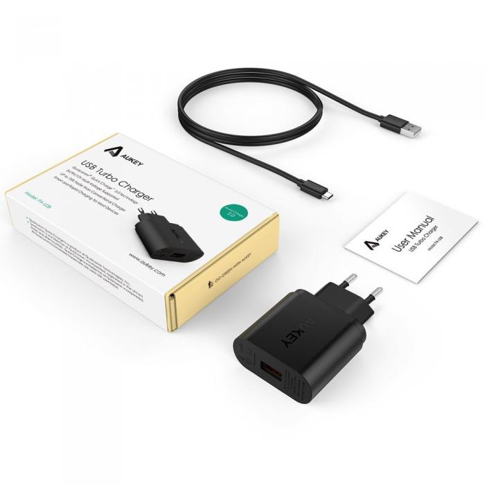 UTGATT5 - Aukey Qualcomm Certified Quick charger 3.0 - Svart