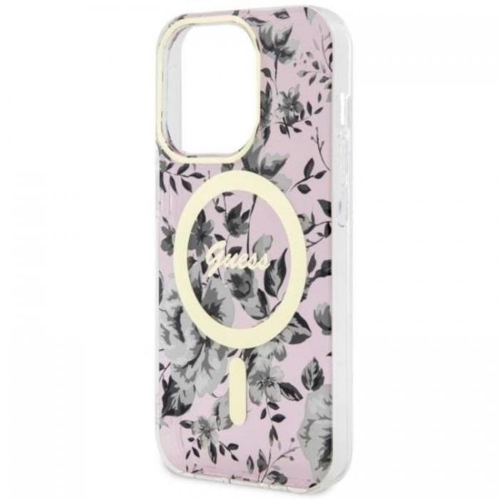 Guess - Guess iPhone 14 Pro Mobilskal MagSafe Flower - Rosa