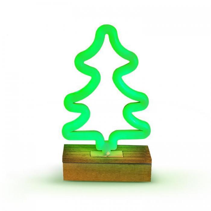 Forever Light - Forever Light LED Neon Wood Stand TREE FLNW03 - Grn