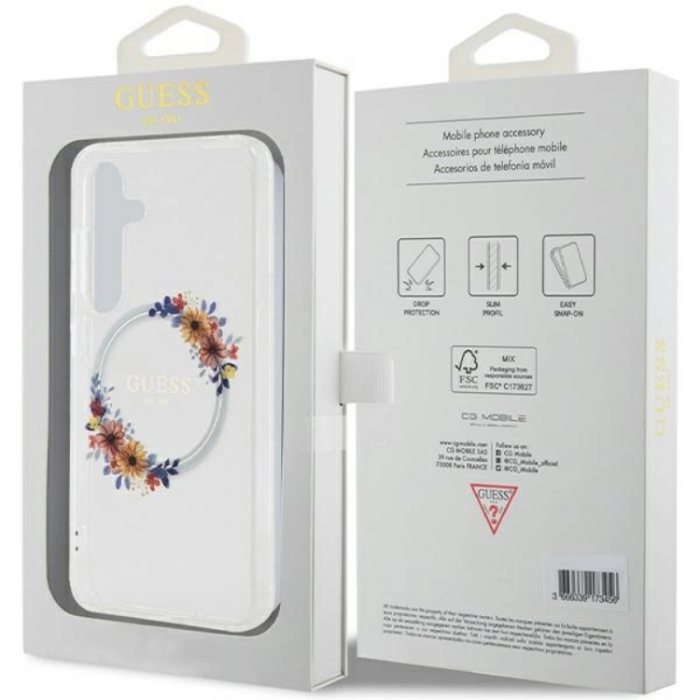 Guess - Guess Galaxy S24 Mobilskal Magsafe IML Flowers Wreath - Clear