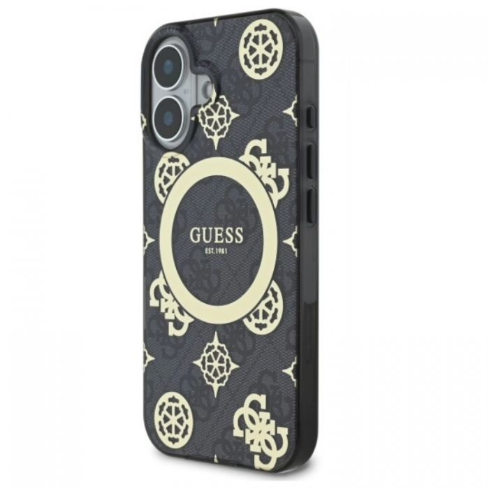 Guess - Guess iPhone 16 Mobilskal MagSafe IML Peony On 4G - Svart