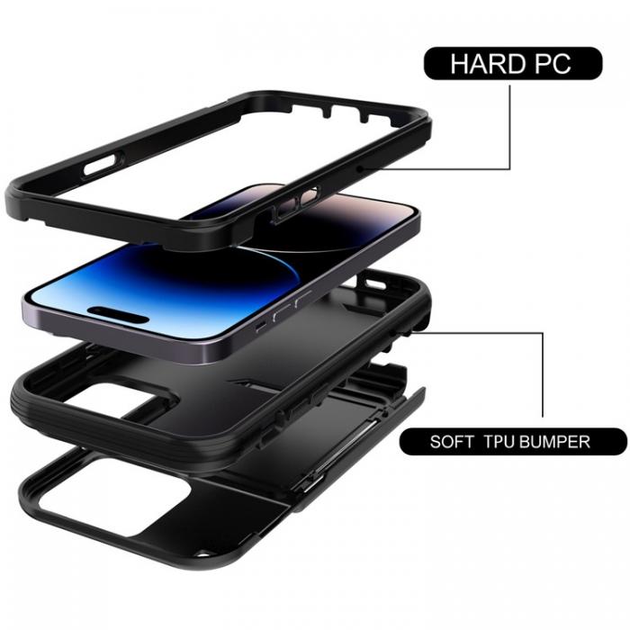 A-One Brand - iPhone 14 Pro Skal Korthllare Mirror Kickstand - Svart