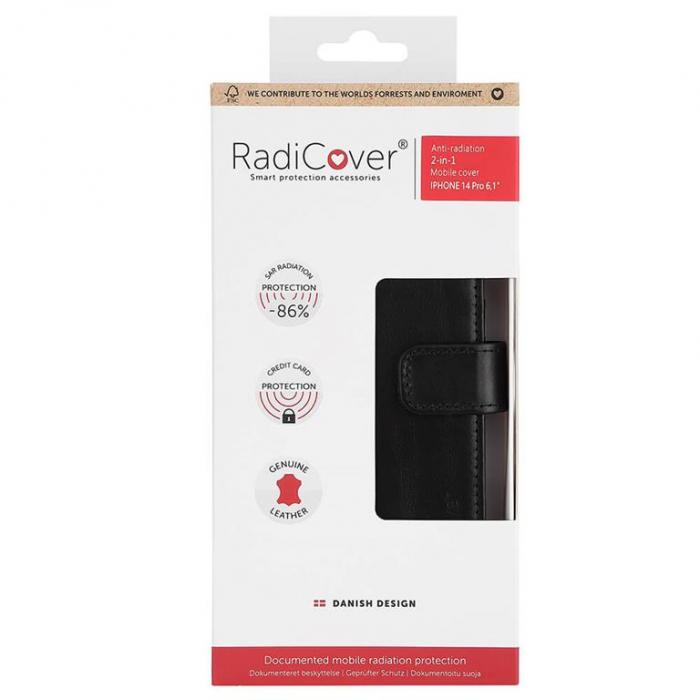 Radicover - Radicover iPhone 14 Pro Plnboksfodral Strlningsskydd 2-i-1 - Svart