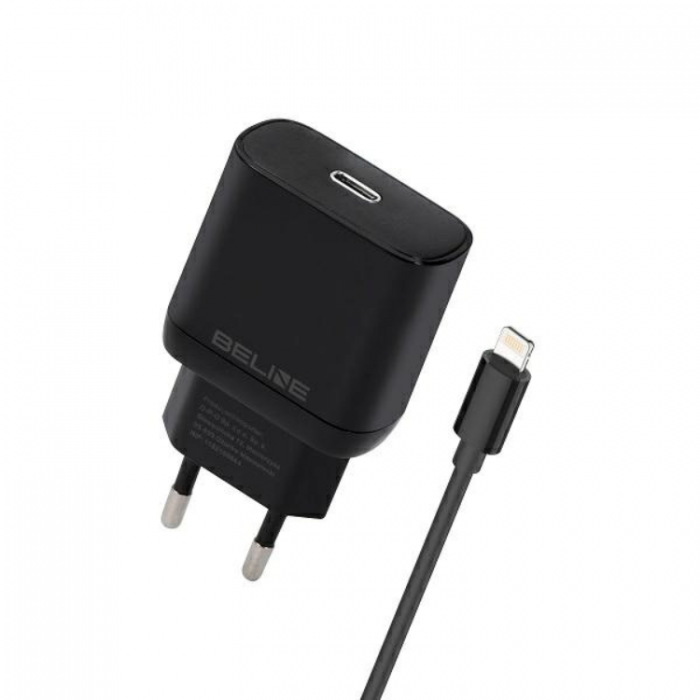 Beline - Beline Vggladdare USB-C Med USB-Lightning Kabel (30W) - Svart