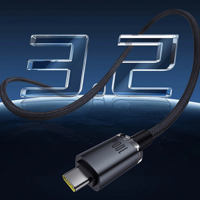 BASEUS - Baseus USB-C till USB-C 100W 1.5m Kabel USB 3.2 Crystal Shine