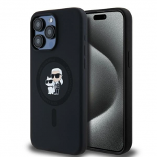 KARL LAGERFELD - Karl Lagerfeld iPhone 15 Pro Max Mobilskal Magsafe Silikon - Svart