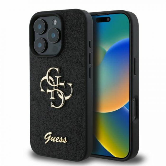 Guess - Guess iPhone 16 Pro Mobilskal Fixed Glitter Big 4G - Svart