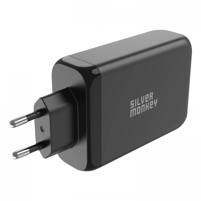 Silver Monkey - Silver Monkey GaN 130W Vggladdare 3x USB-C PD 1x USB-A 3.0 QC