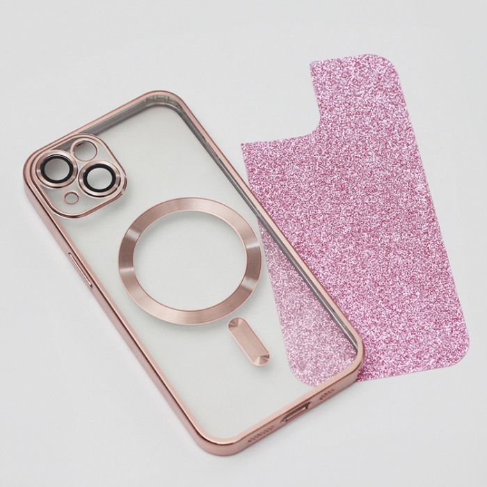 A-One Brand - iPhone 15 Mobilskal MagSafe Glitter Chrome - Rosa