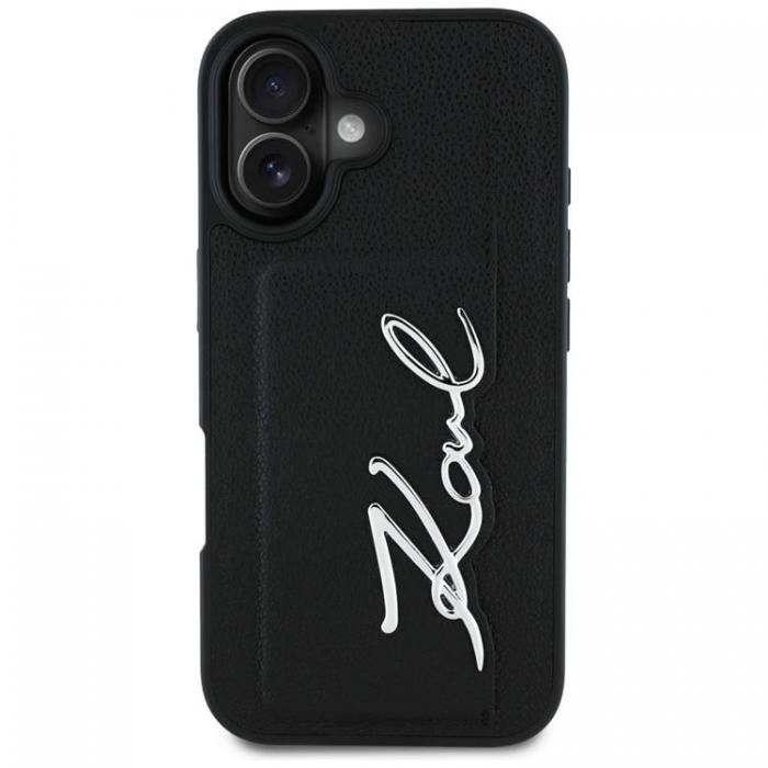 KARL LAGERFELD - Karl Lagerfeld iPhone 16 Mobilskal Korthllare Metal Signature - Svart