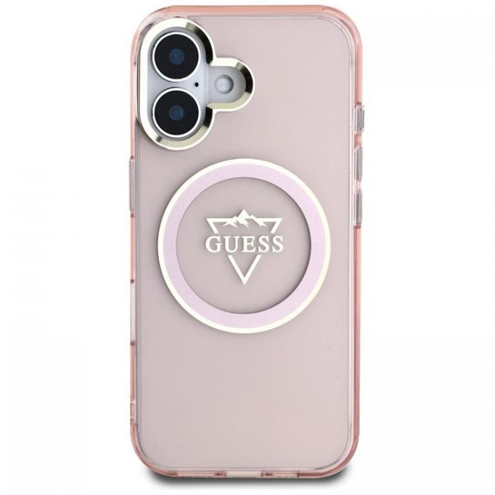 Guess - Guess iPhone 16 Mobilskal MagSafe IML Mountain Logo - Rosa