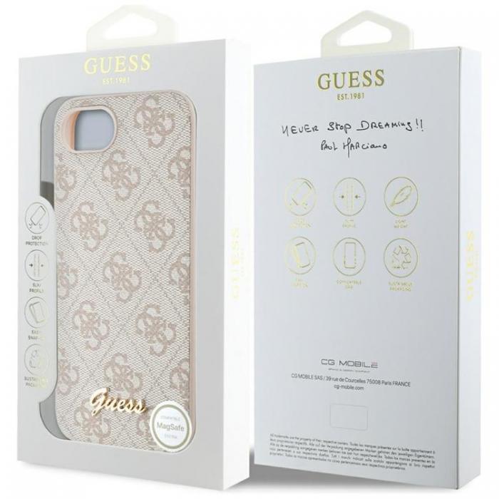 Guess - Guess iPhone 16e Mobilskal MagSafe 4G Script Logo - Rosa