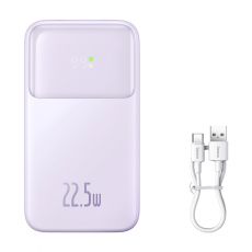 BASEUS - Baseus Powerbank 10000mAh 22.5W Med Kabel Comet - Lila