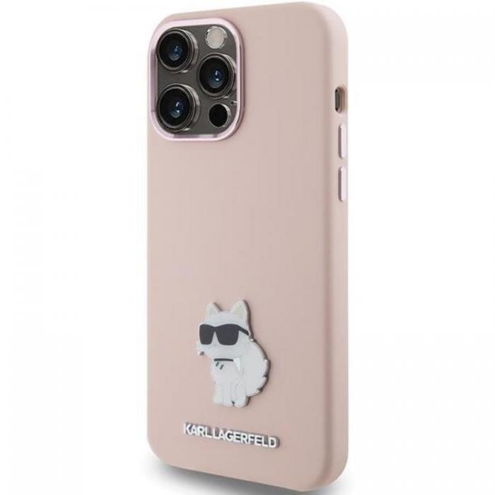 KARL LAGERFELD - KARL LAGERFELD iPhone 15 Mobilskal Silikon Choupette Metal Pin