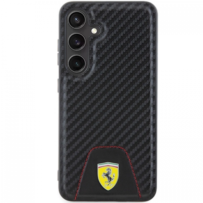 Ferrari - Ferrari Galaxy S24 Plus Mobilskal Carbon Stitched Bottom - Svart