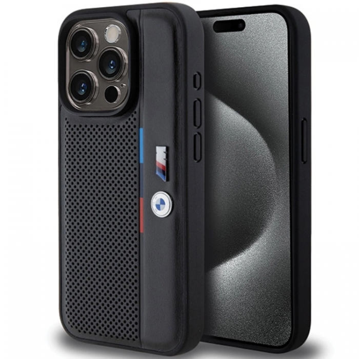 BMW - BMW iPhone 15 Pro Mobilskal Perforated Tricolor Line