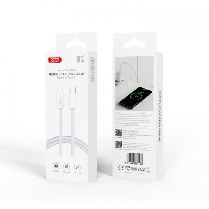 XO - XO USB-C Till USB-C 60W Kabel 1m PD NB-Q260A - Vit