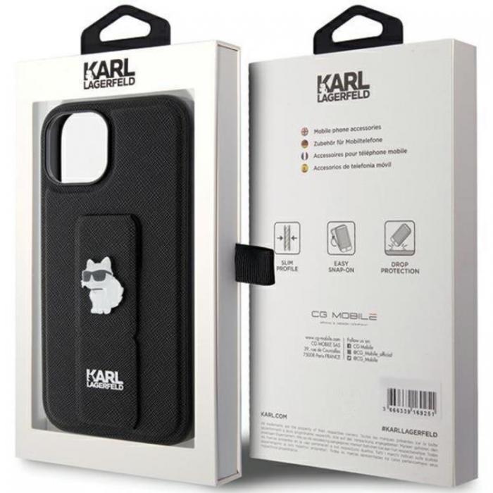 KARL LAGERFELD - Karl Lagerfeld iPhone 15/14 Plus Mobilskal Gripstand Saffiano Choupette Pins