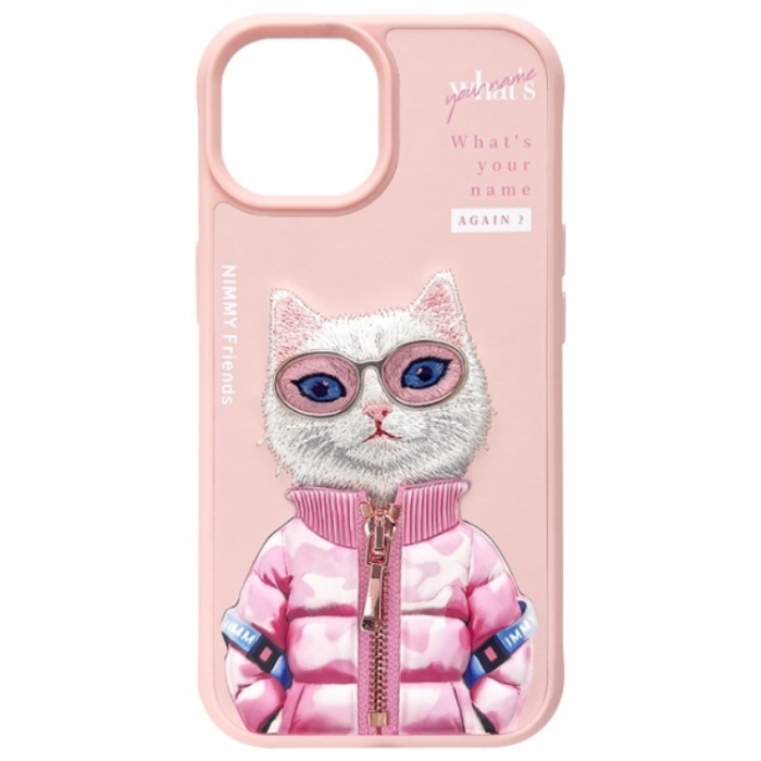 NIMMY - Nimmy iPhone 15 Mobilskal Cool & Cute 2.0 Cat - Rosa