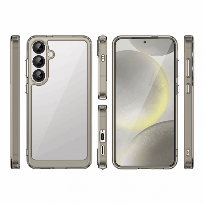 A-One Brand - Galaxy S25 Mobilskal Outer Space med Ram - Transparent/Svart