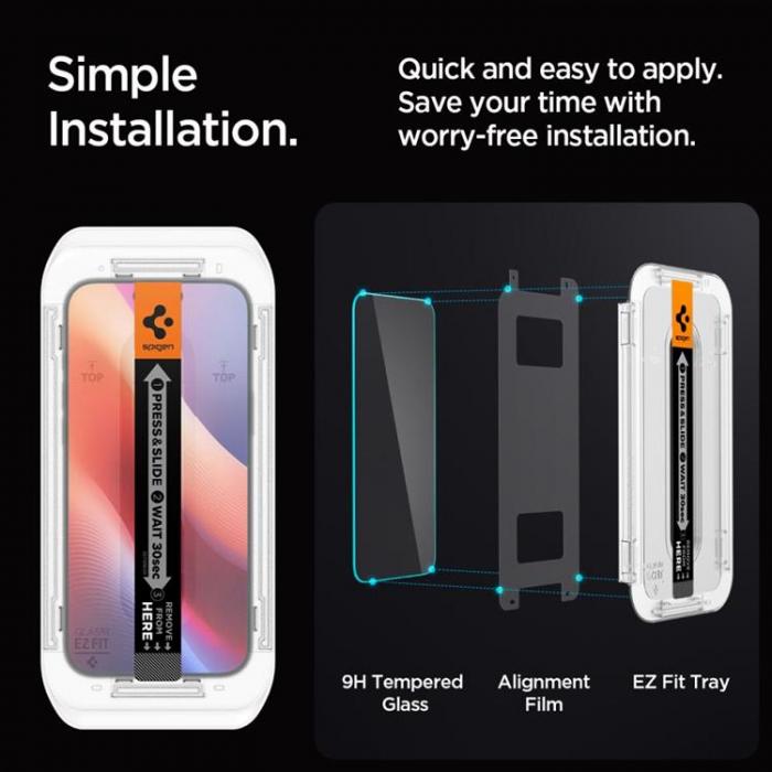 Spigen - [2-Pack] Spigen iPhone 16 Pro Skrmskydd Hrdat glas TR. EZ Fit