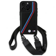 BMW - BMW iPhone 16 Pro Mobilskal Carbon Tricolor & Strap - Svart