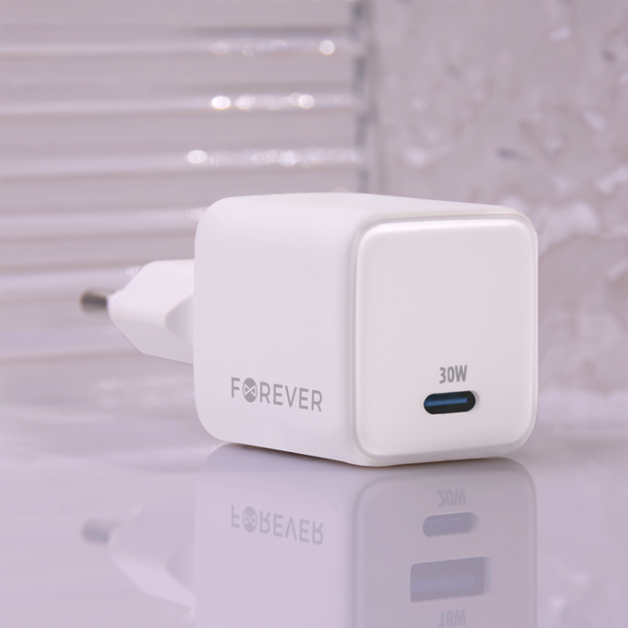 Forever - Forever Snabbladdare USB-C 30W GaN PD QC - Vit