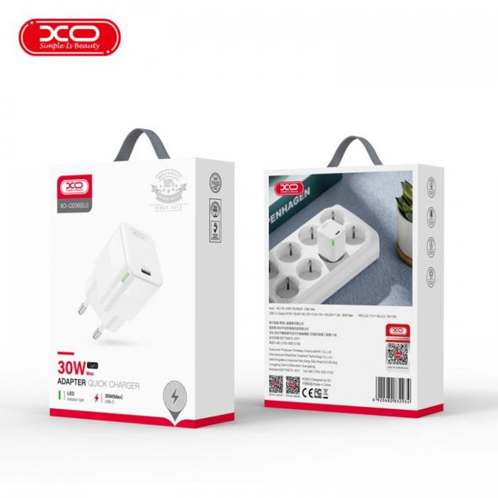 XO - XO Snabbladdare USB-C 30W CE06 PD - Vit