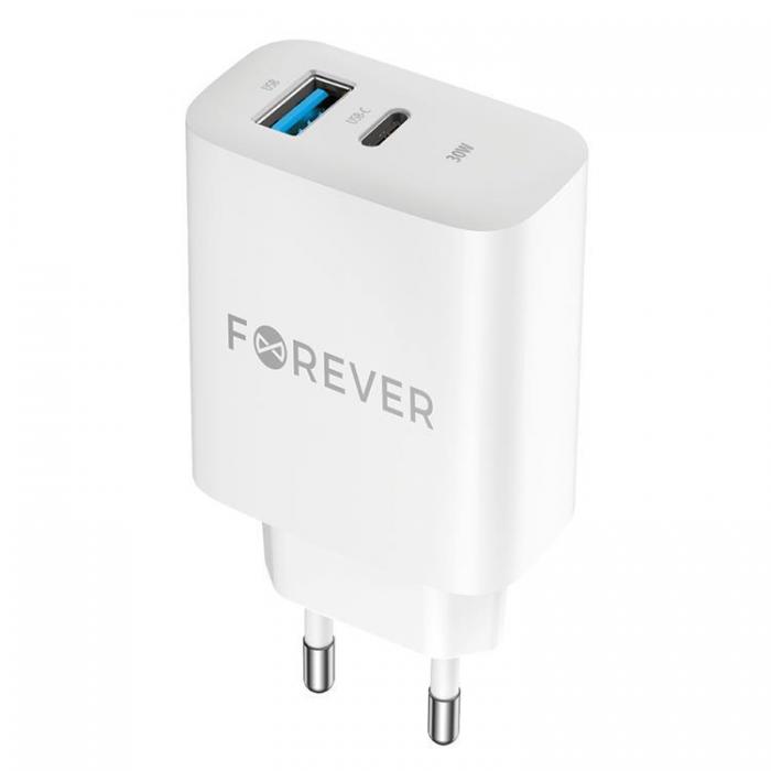 Forever - Forever Snabbladdare 30W USB/USB-C med Kabel 60W PD QC