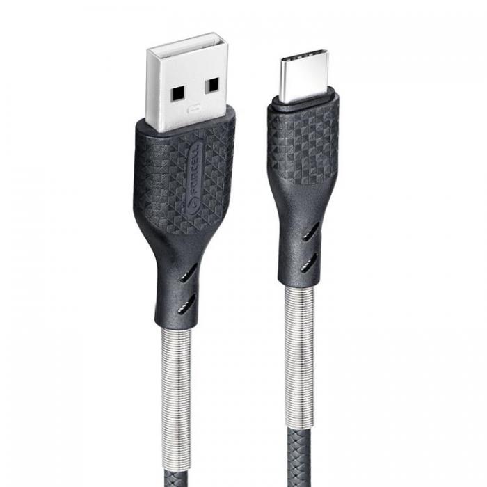 Forcell - Forcell Carbon USB-C till USB-A kabel 1m - Svart