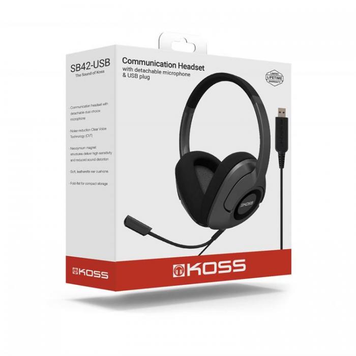 Koss - KOSS Headset SB42 USB Over-Ear Mic Remote - Svart