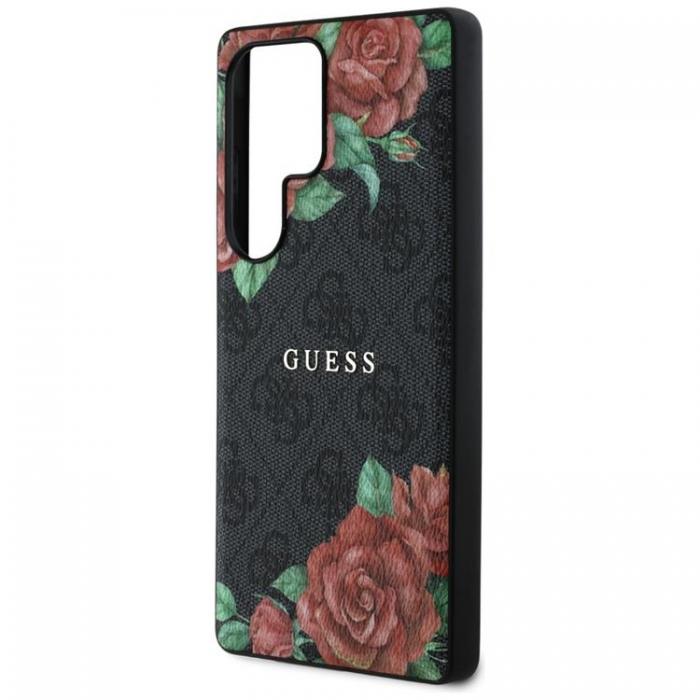 Guess - Guess Galaxy S25 Ultra Mobilskal MagSafe Flowers Print Metal Logo - Svart