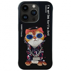 NIMMY - Nimmy iPhone 15 Pro Mobilskal Glasses Cool Cat - Svart