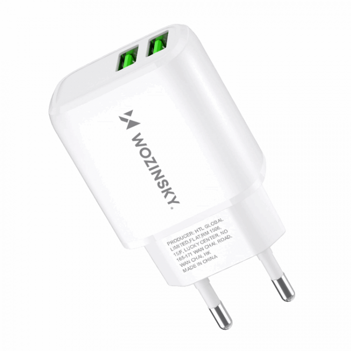 Wozinsky - Wozinsky Vggladdare CUWCW 2.4A 2 x USB-A - Vit