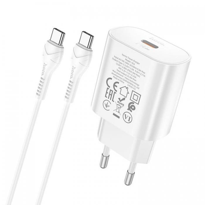 Hoco - Hoco Vggladdare USB-C Med USB-C Kabel - Vit