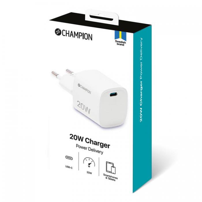 Champion - Champion Vggladdare USB-C 20W - Vit