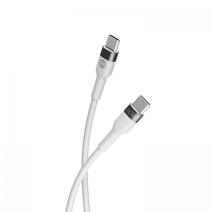 Forever - Forever Flexible USB-C till USB-C kabel 1m 60W - Vit