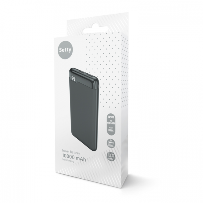 Setty - Setty Powerbank 10000 mAh LCD SPBL-10 - Svart